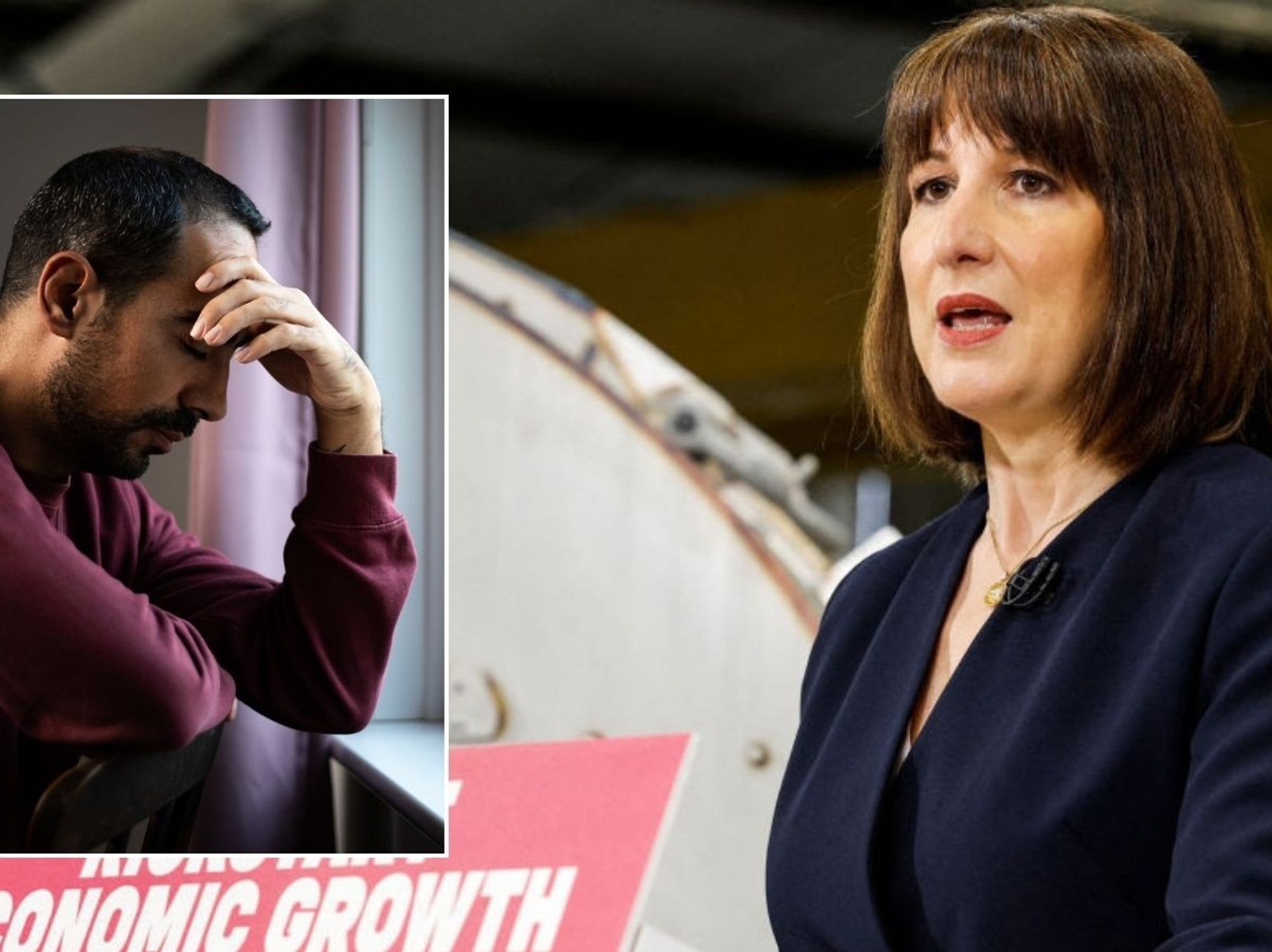 Rachel Reeves and depressed man