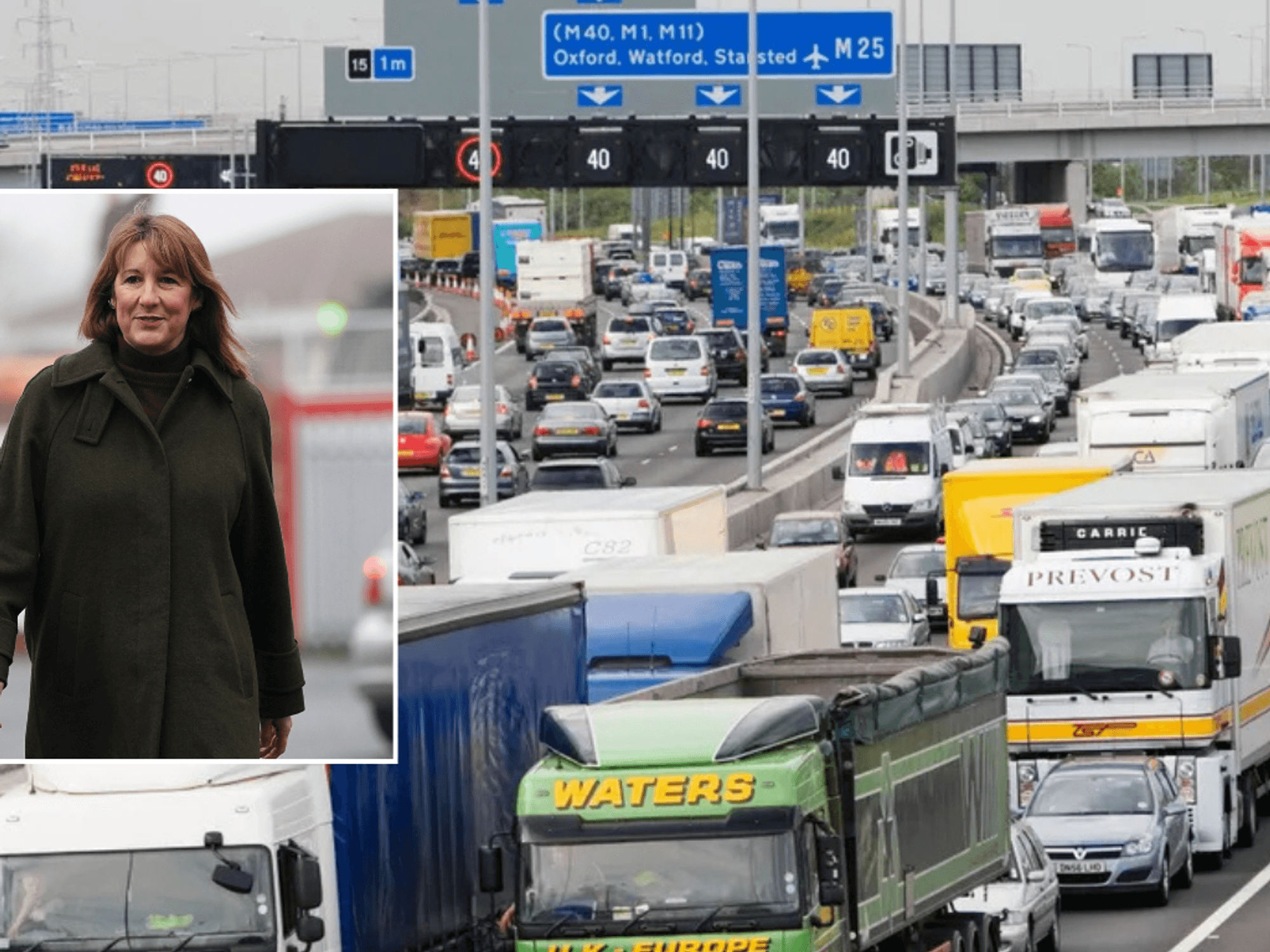 Rachel Reeves and HGV on UK road