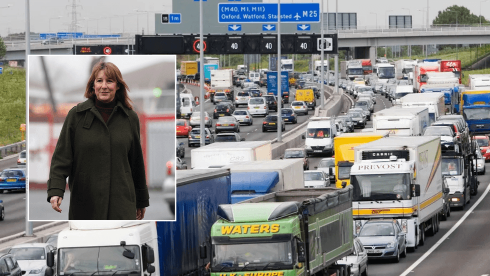 Rachel Reeves and HGV on UK road