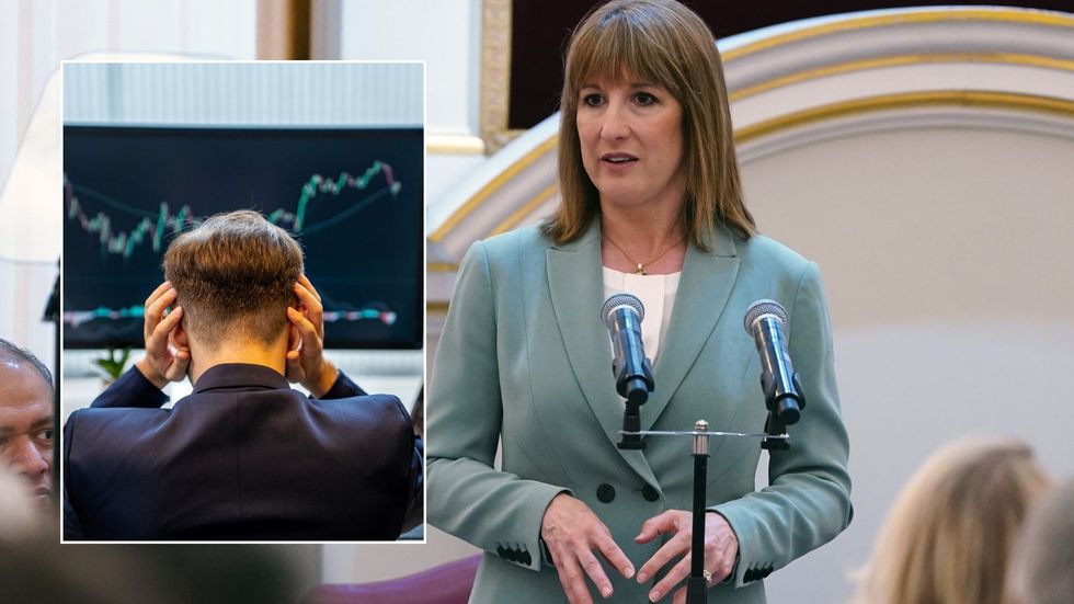 Rachel Reeves and investor looking worried