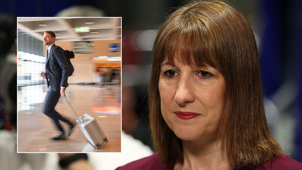 Rachel Reeves and man in airport