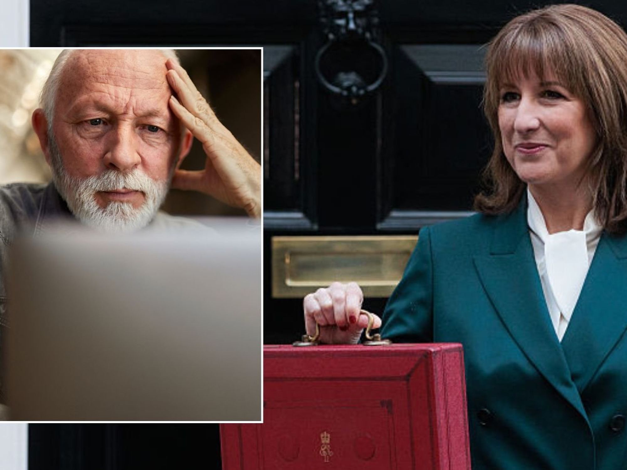 Rachel Reeves and man looking at computer