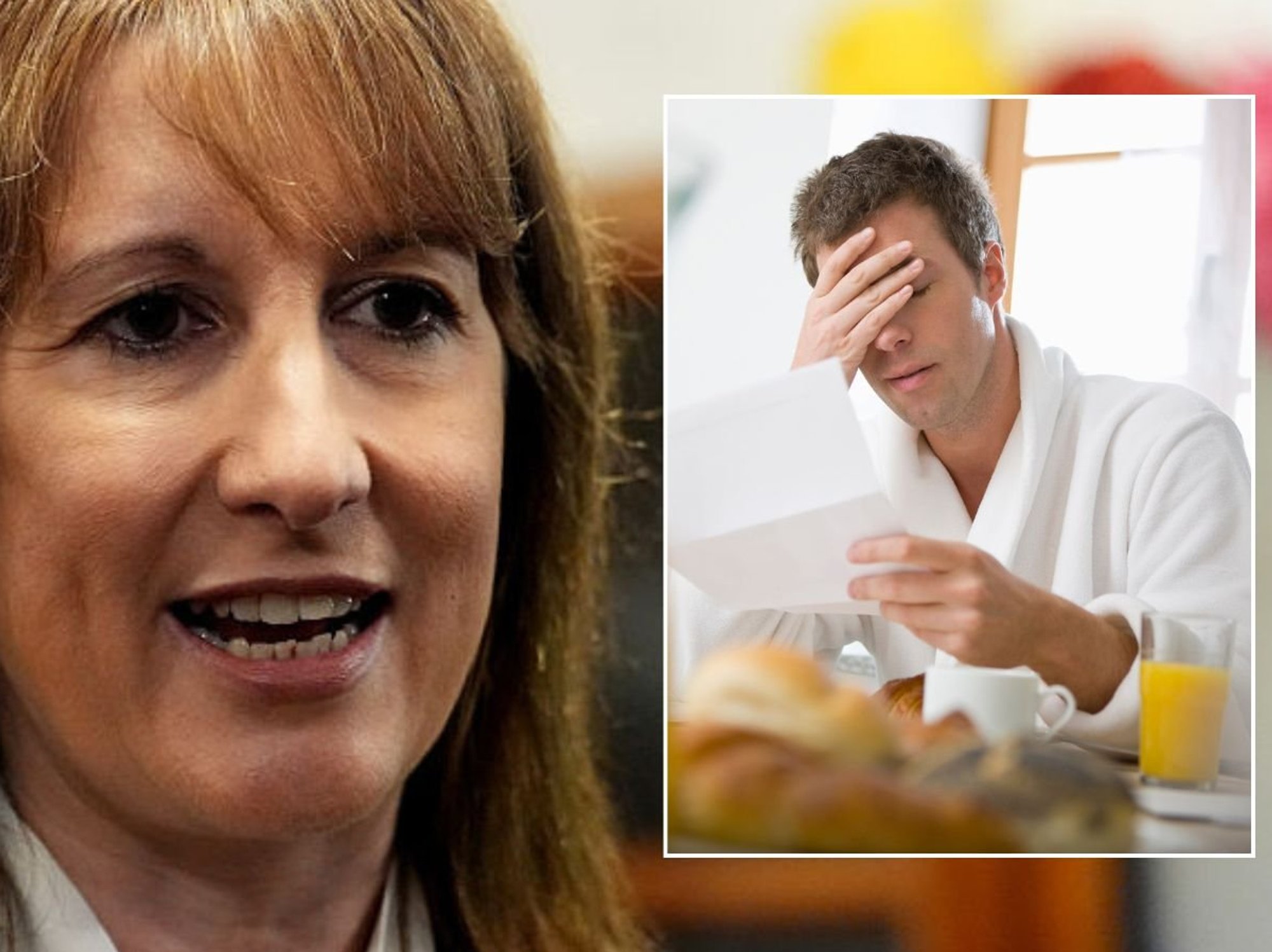 Rachel Reeves and man looking at letter