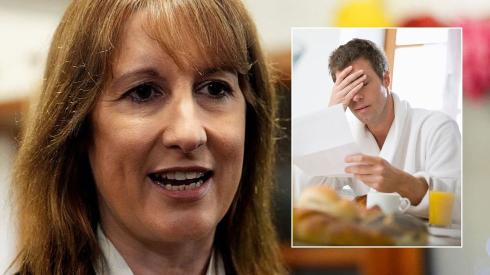 Rachel Reeves and man looking at letter