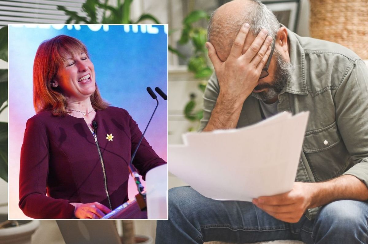 Rachel Reeves and man looking at payslip