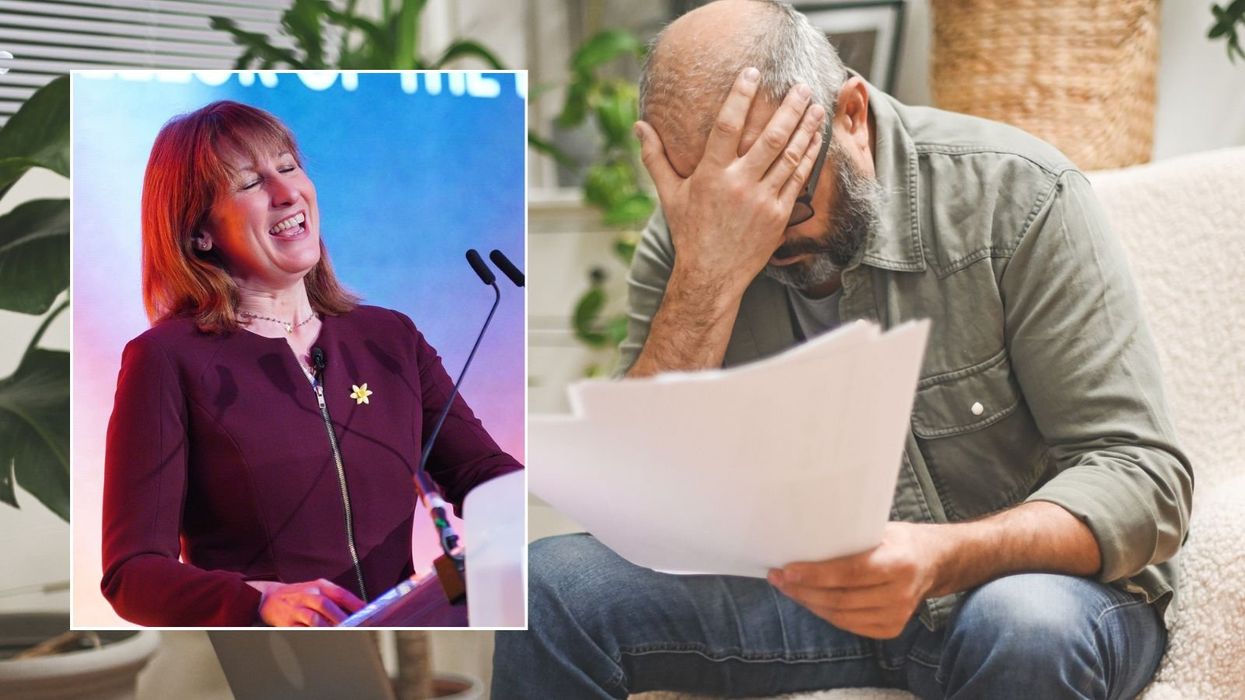 Rachel Reeves and man looking at payslip