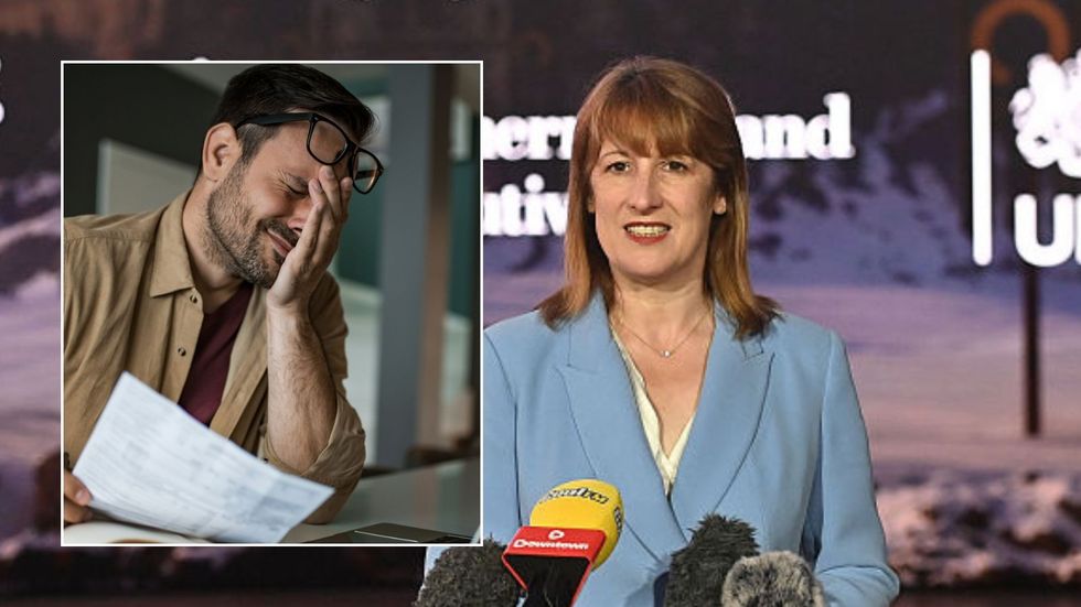 Rachel Reeves and man looking at tax bill