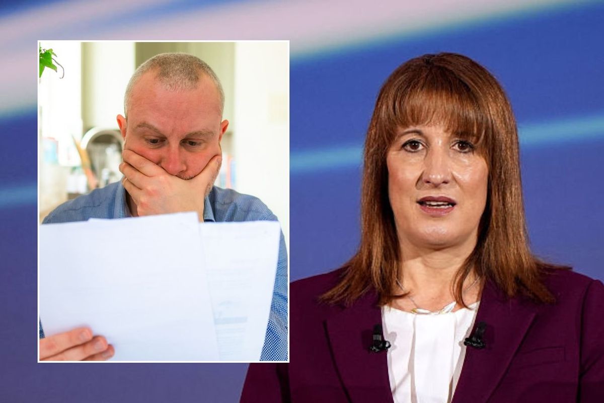 Rachel Reeves and man looking at tax form