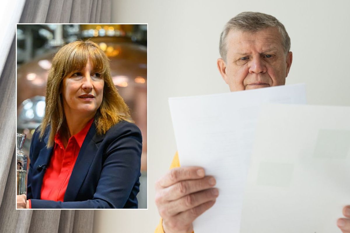 Rachel Reeves and man looking at tax form