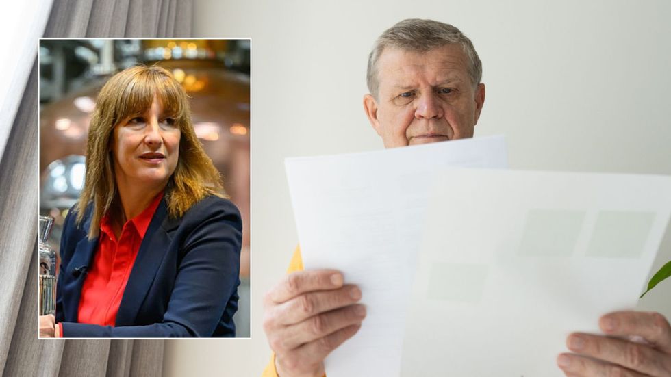 Rachel Reeves and man looking at tax form