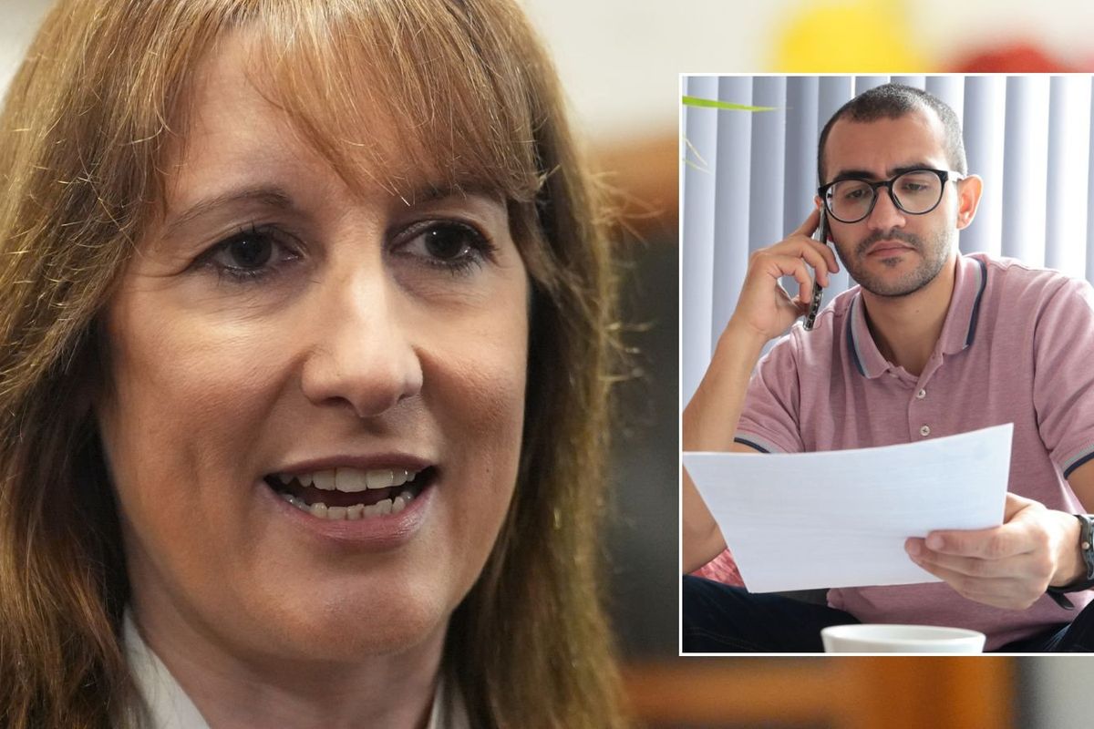 Rachel Reeves and man looking at tax form