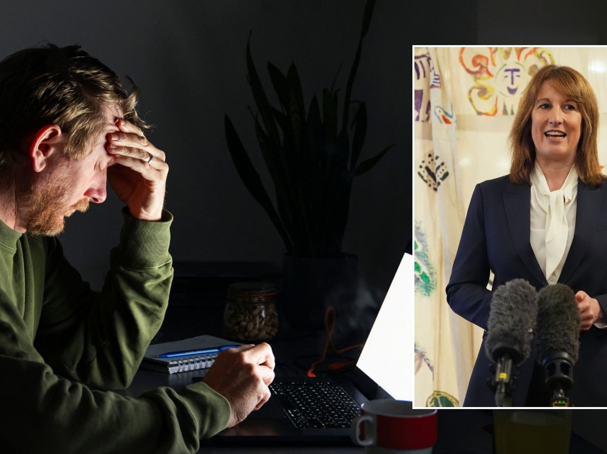 Rachel Reeves and man on laptop