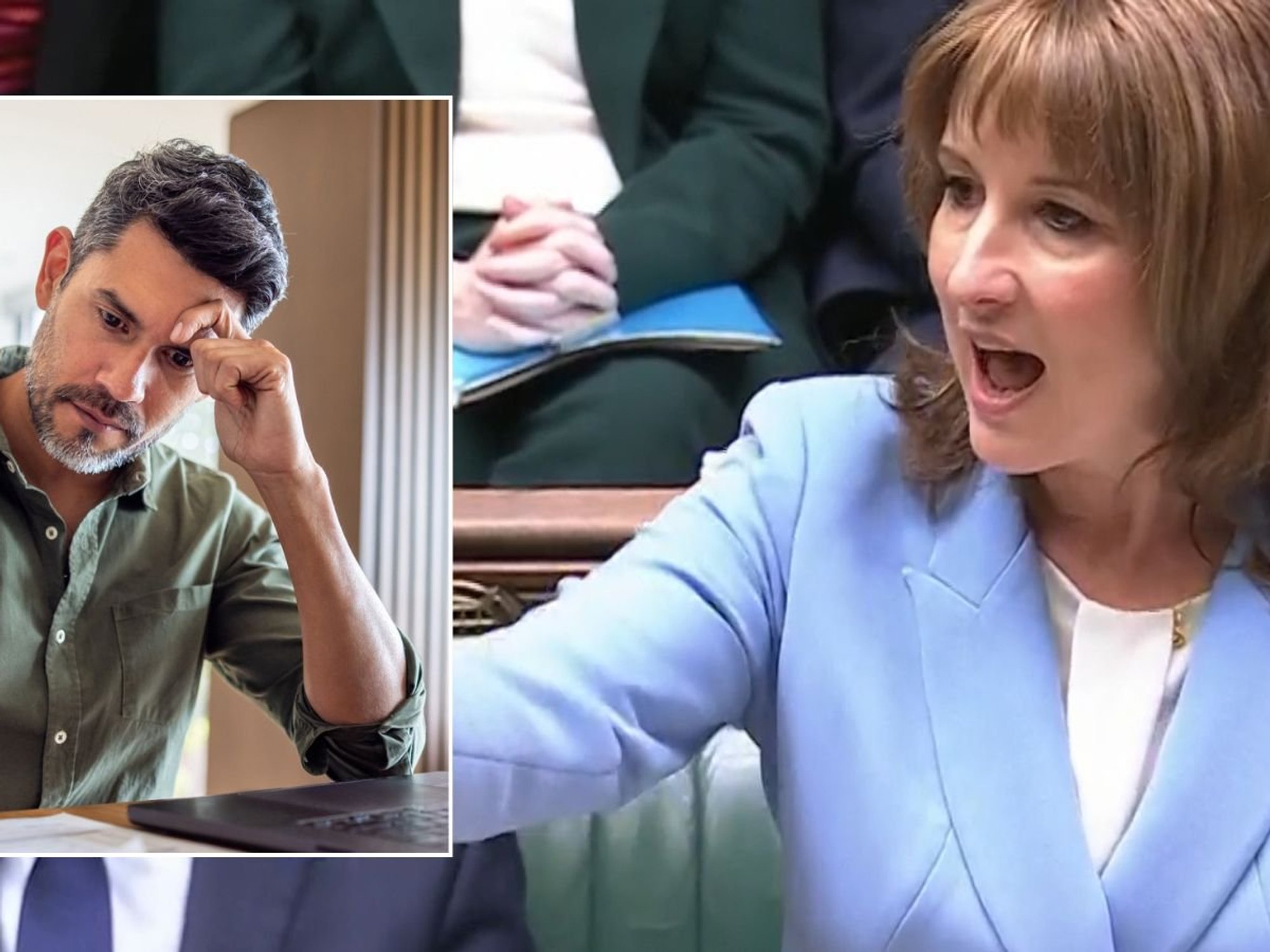 Rachel Reeves and man on laptop