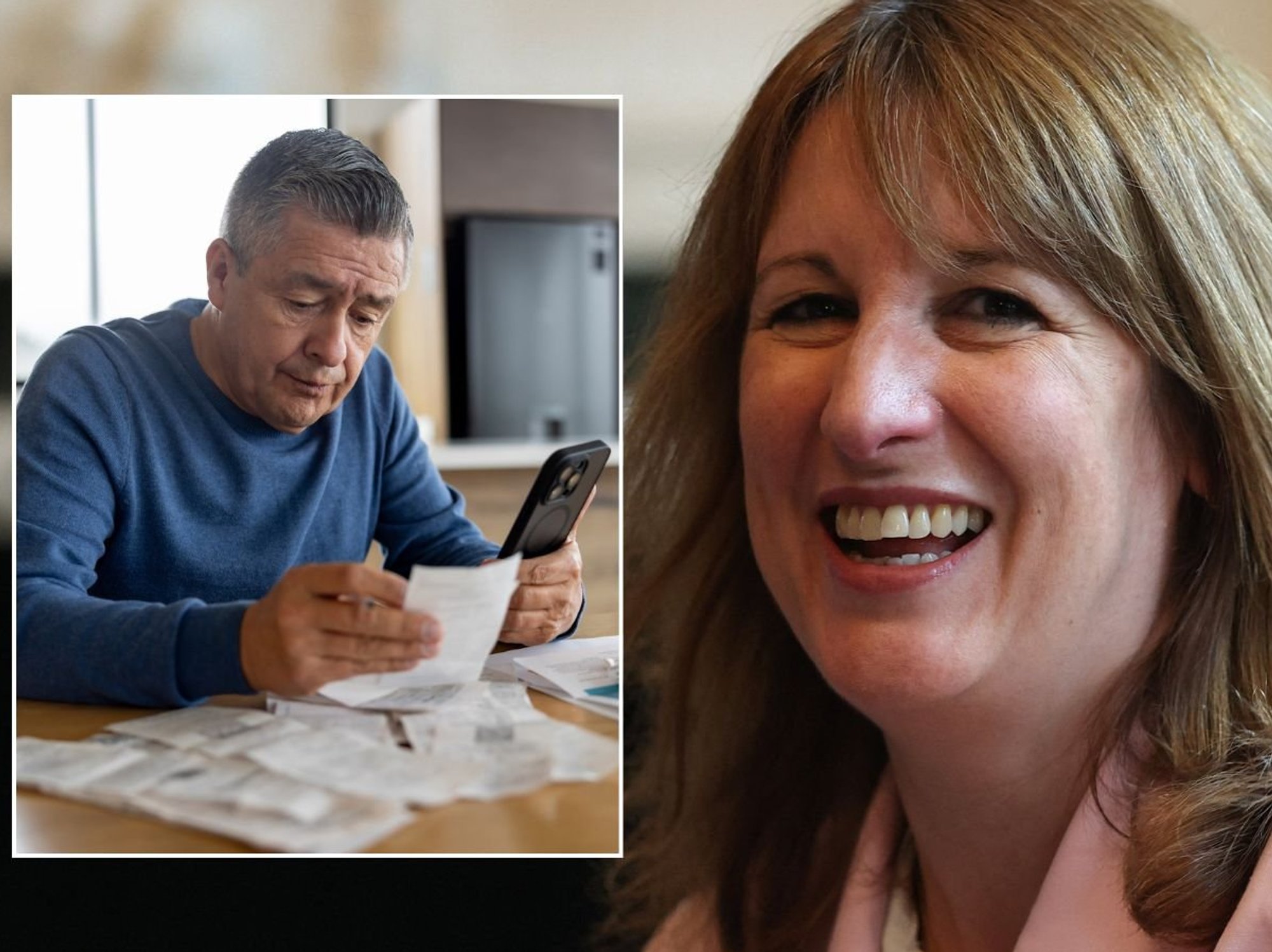 Rachel Reeves and man on phone