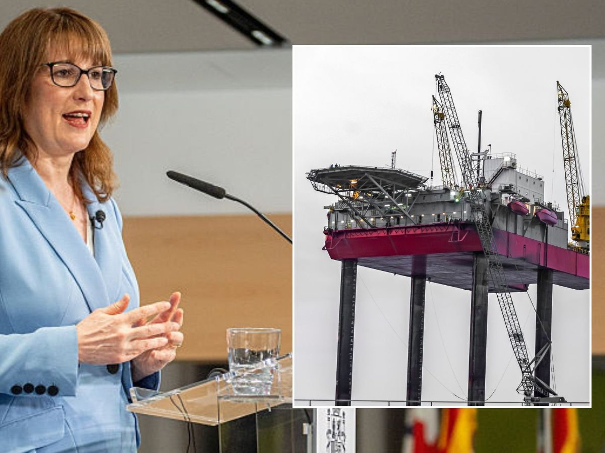 Rachel Reeves and North Sea oil rig