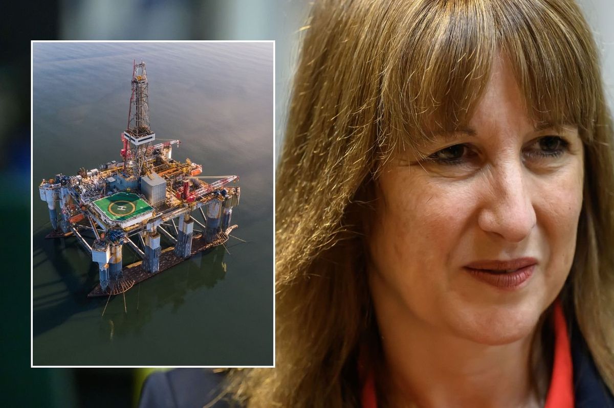Rachel Reeves and oil rig