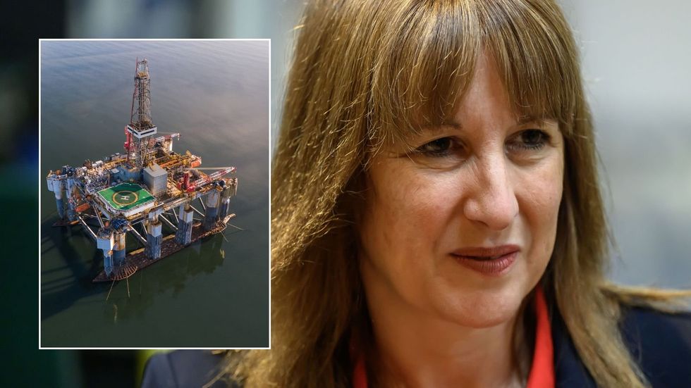 Rachel Reeves and oil rig