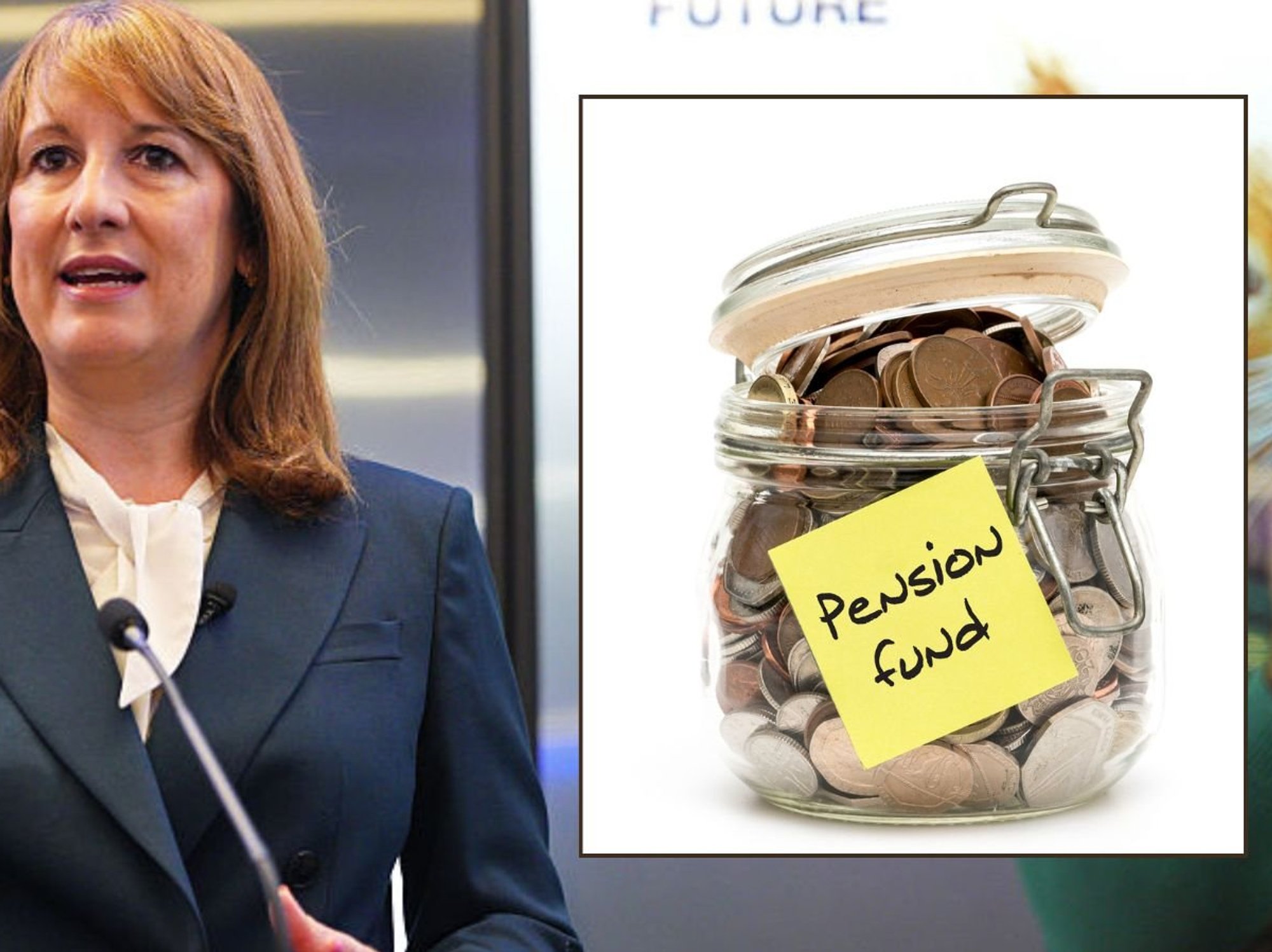 Rachel Reeves and pension fund full of pennies