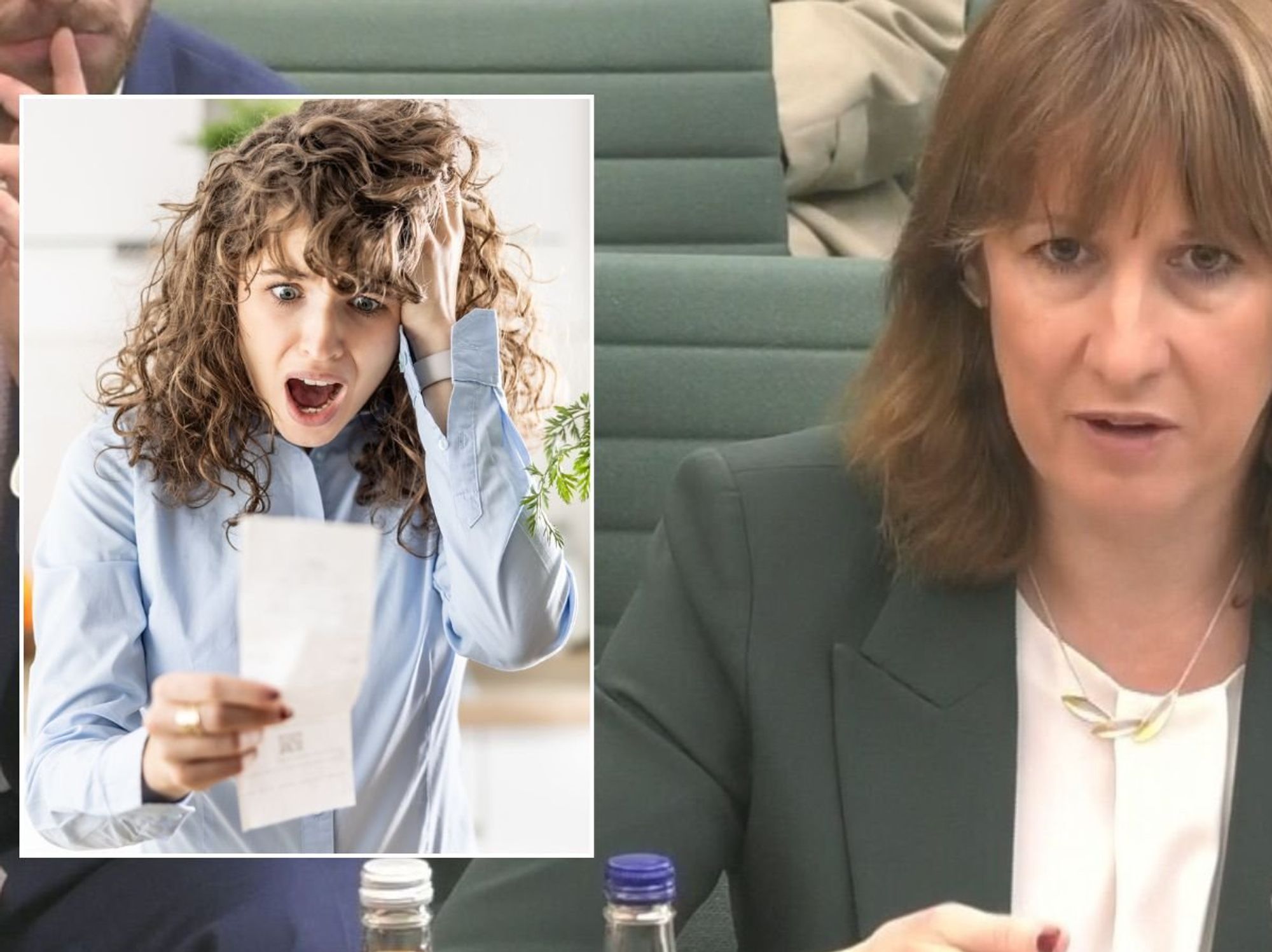 Rachel Reeves and shocked woman