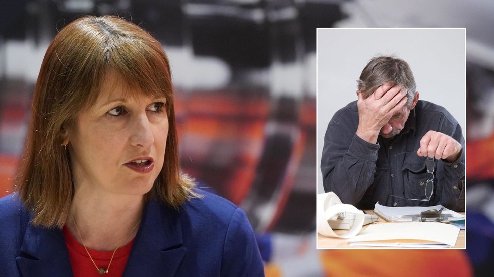 Rachel Reeves and taxpayer looking worried