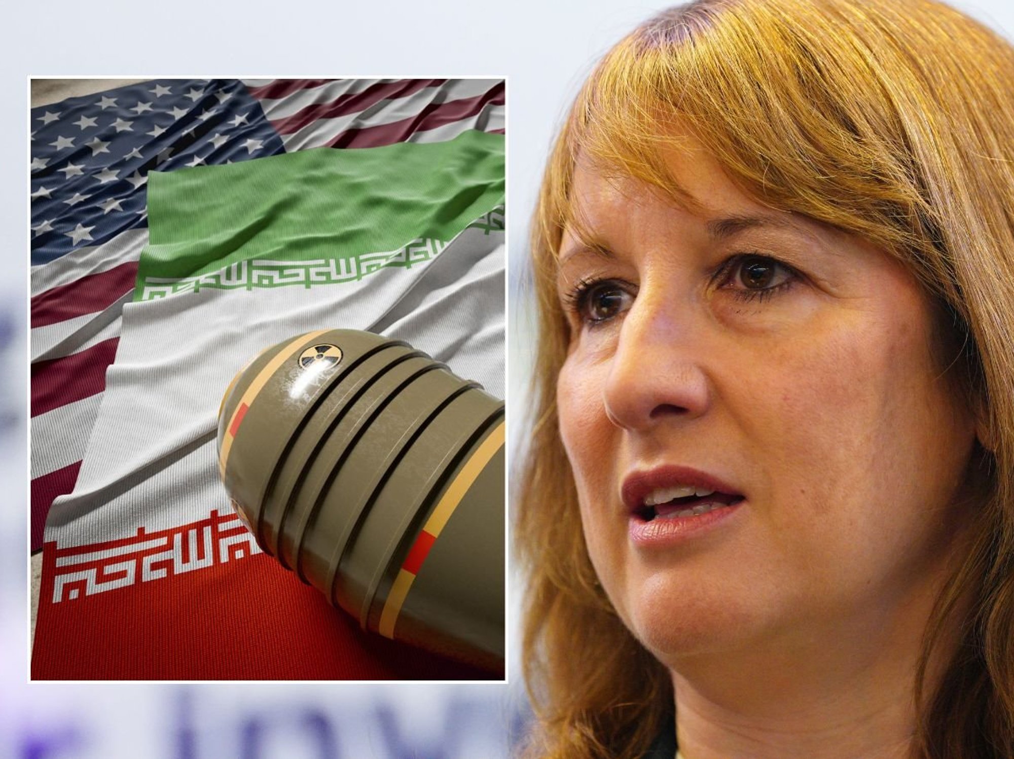 Rachel Reeves and US-Iran flag