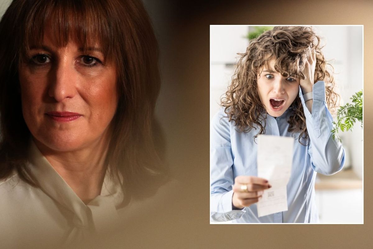 Rachel Reeves and woman looking at payslipn