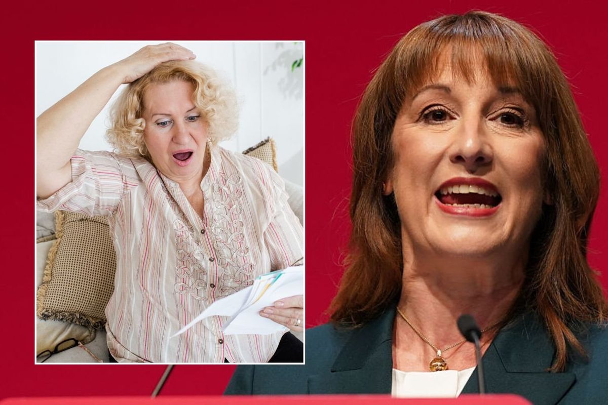 Rachel Reeves and woman looking shocked