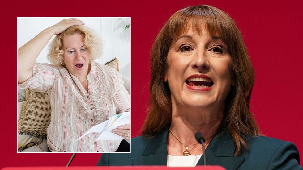 Rachel Reeves and woman looking shocked