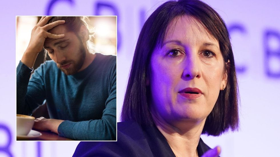 Rachel Reeves and worried man