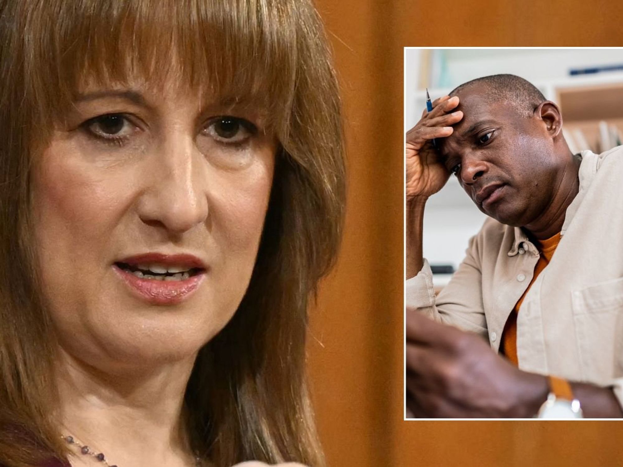 Rachel Reeves and worried man