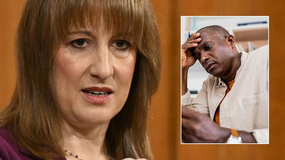 Rachel Reeves and worried man