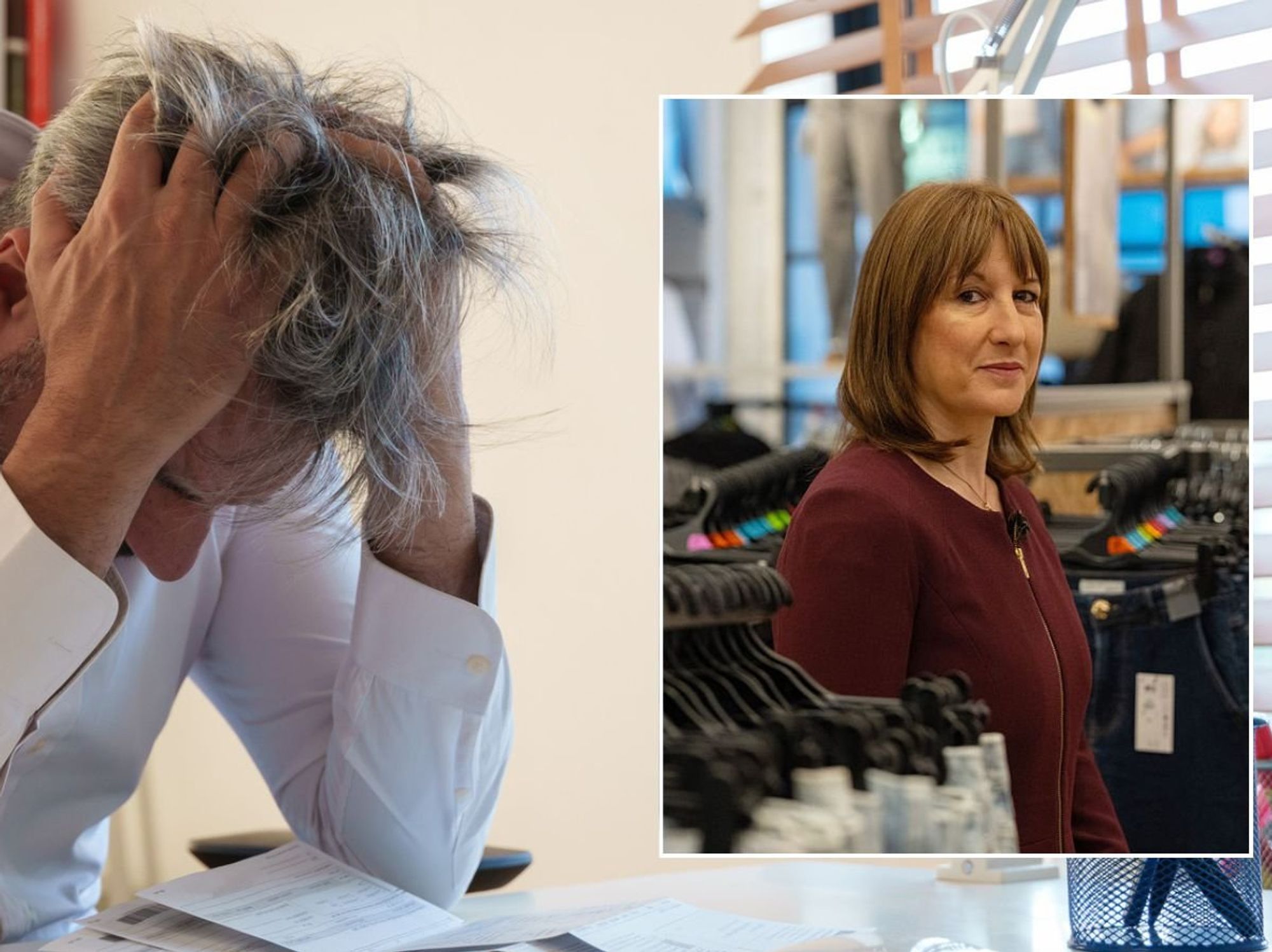 Rachel Reeves and worried man