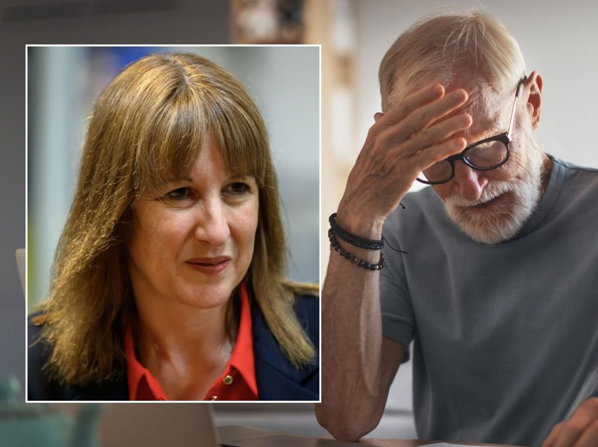 Rachel Reeves and worried older man
