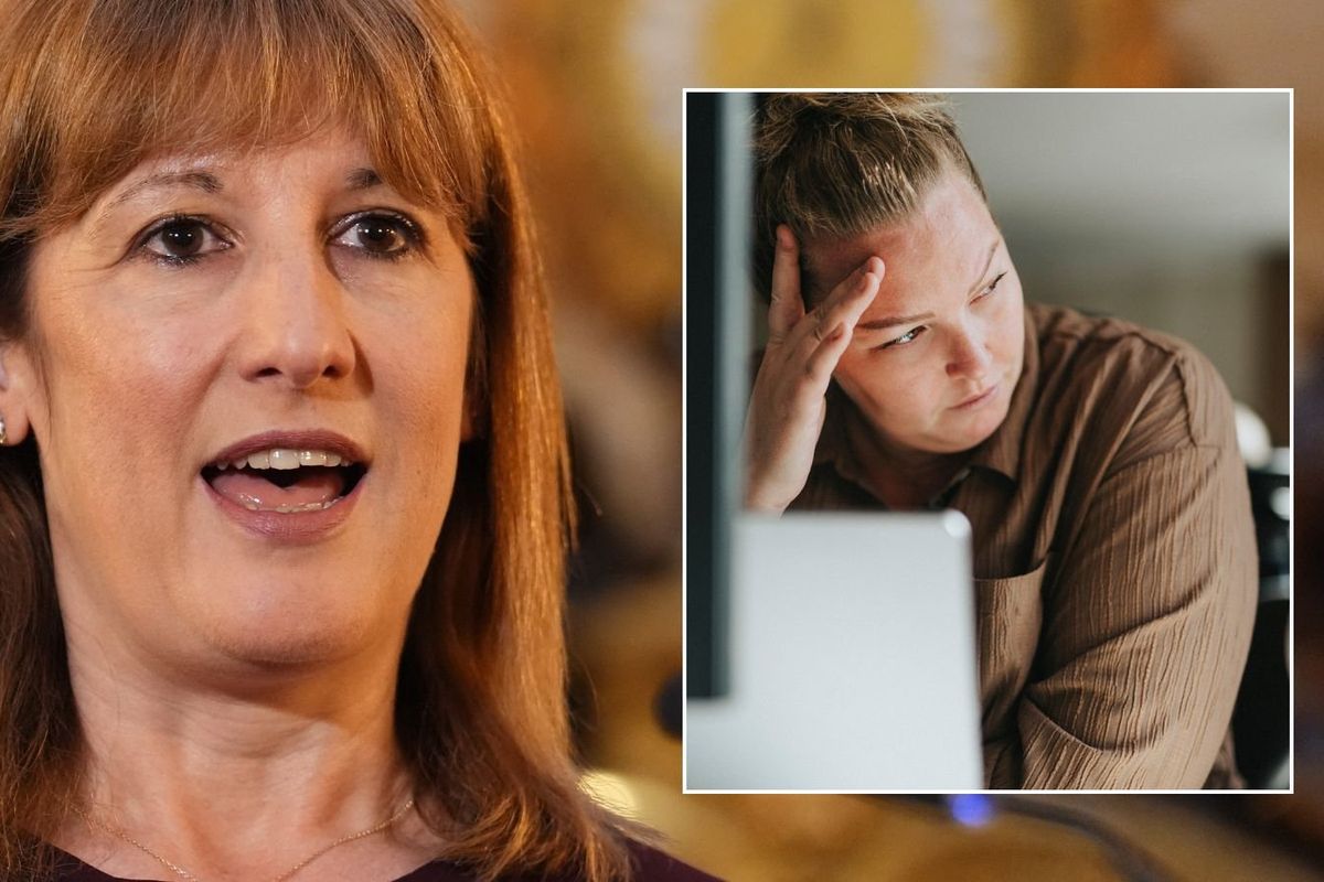 Rachel Reeves and worried woman
