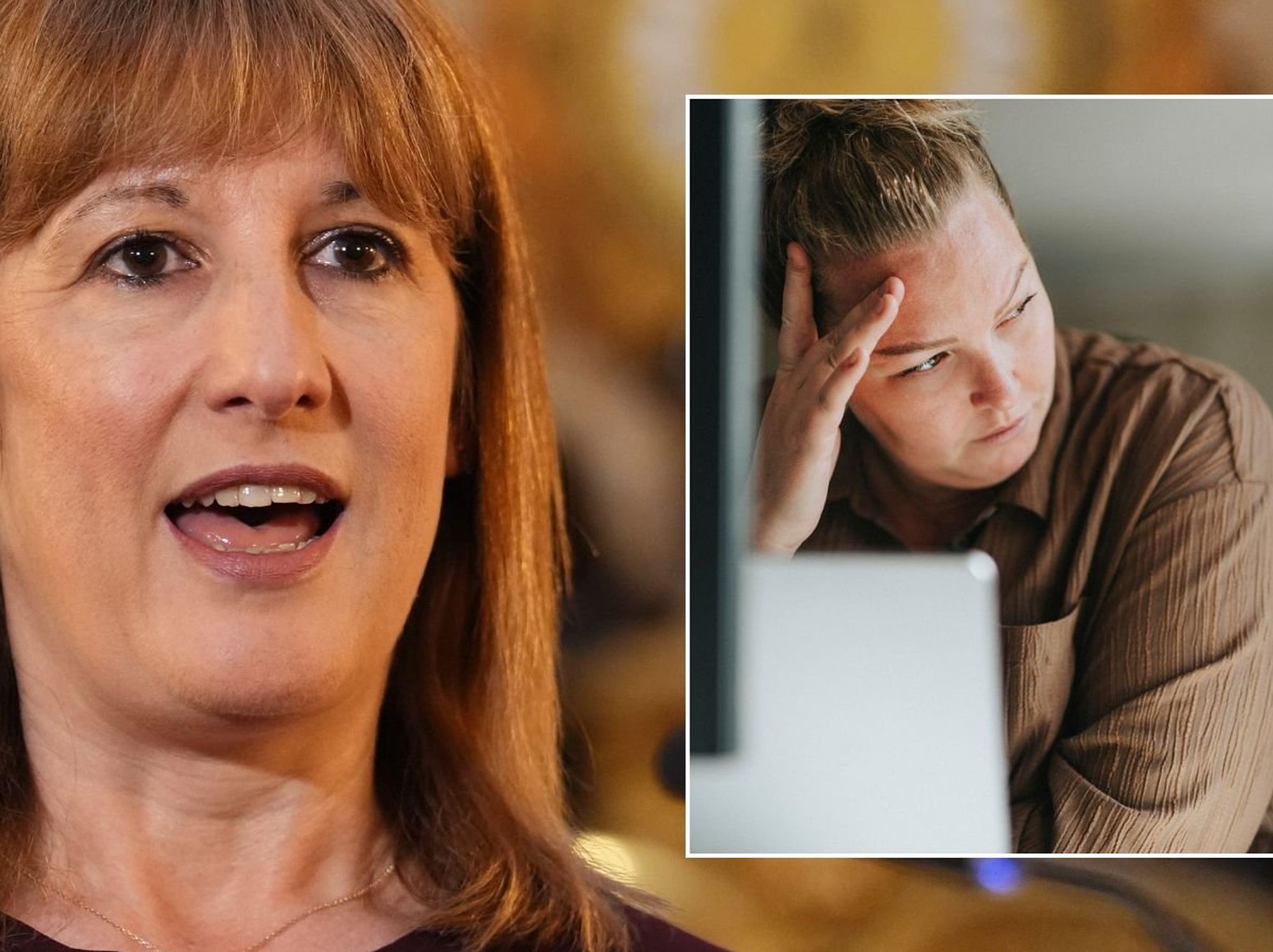 Rachel Reeves and worried woman