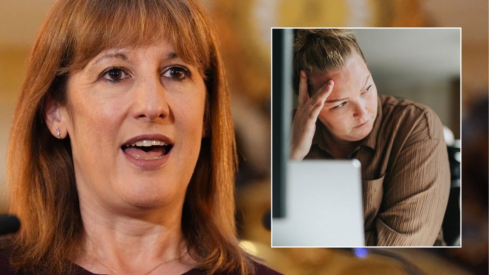 Rachel Reeves and worried woman
