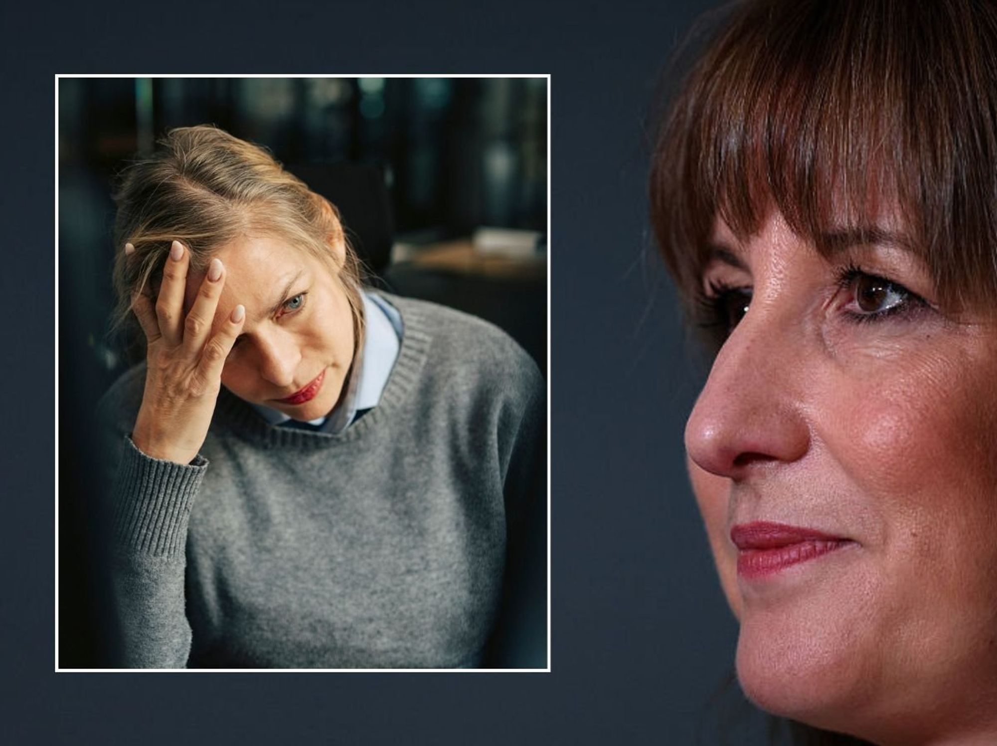 Rachel Reeves and worried woman