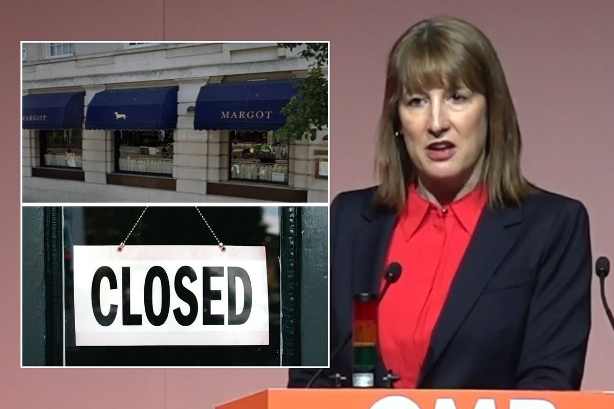 Rachel Reeves, closed sign and Margot restaurant