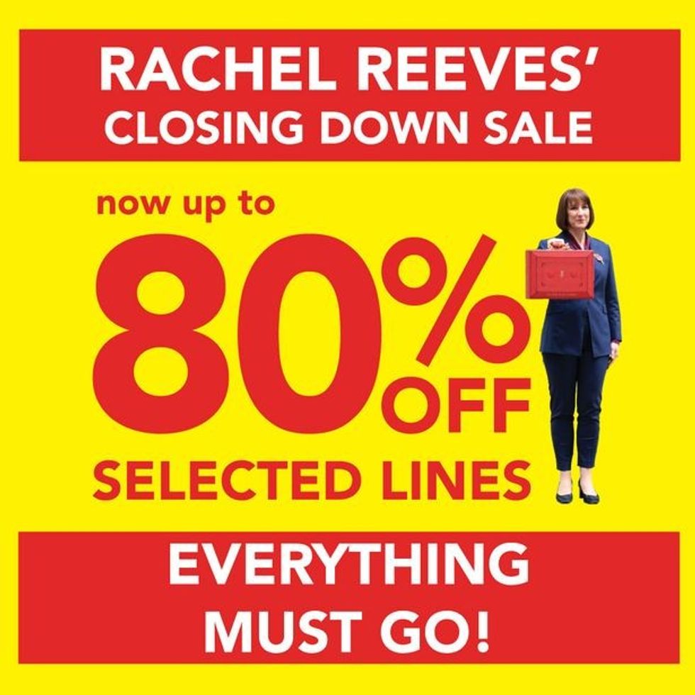 Rachel Reeves closing down poster