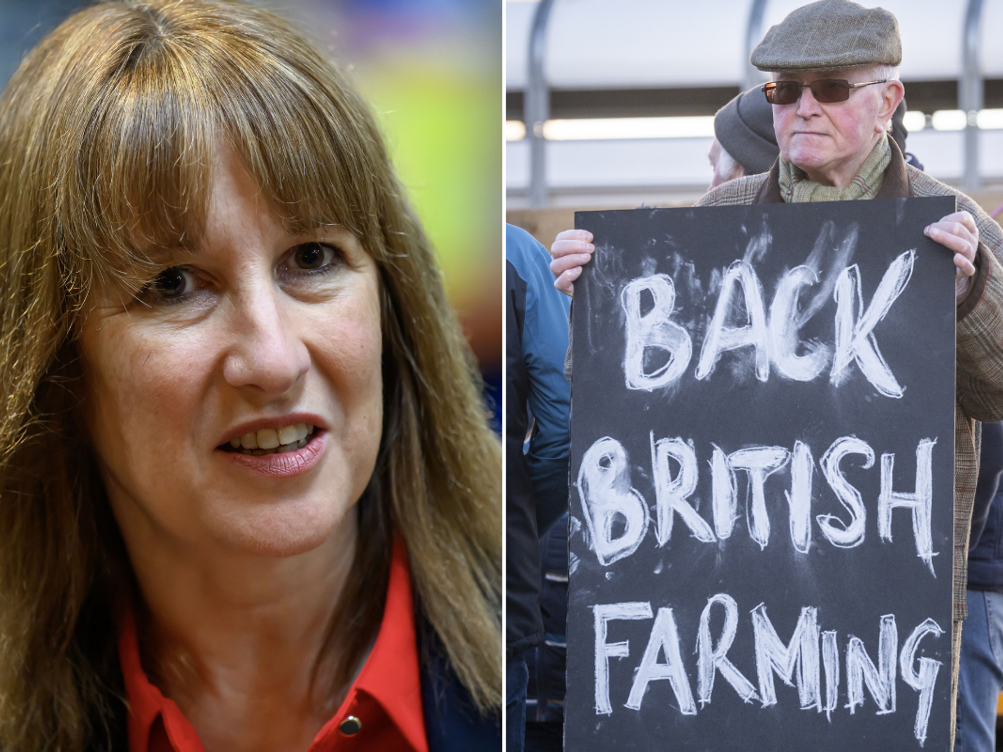 Rachel Reeves; family farm tax protester