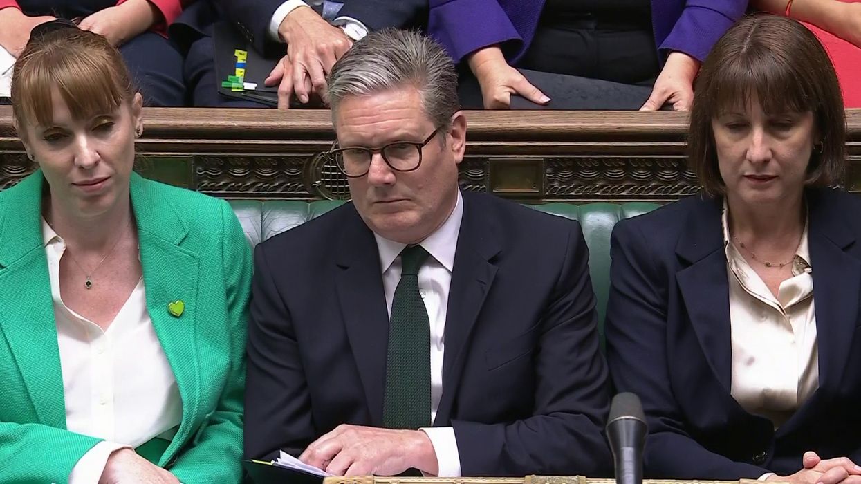 Rachel Reeves, Keir Starmer and Angela Rayner in the Commons earlier today