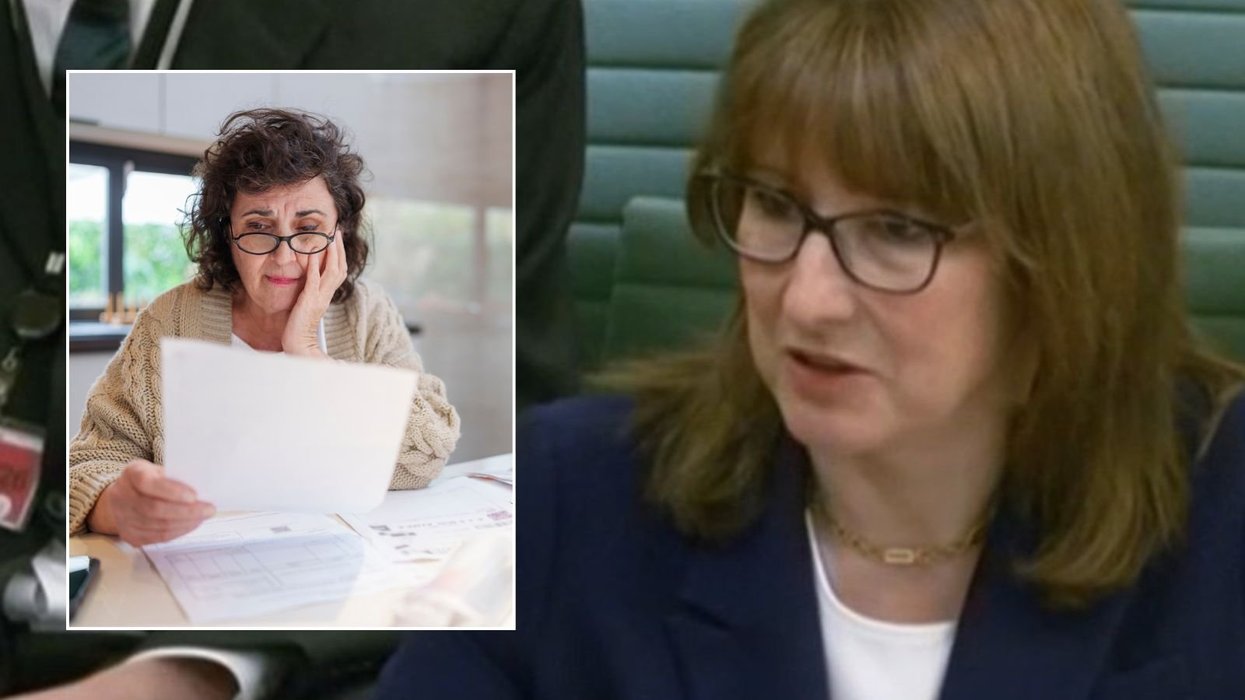 Rachel Reeves speaking to Treasury Committee and woman looking at letter