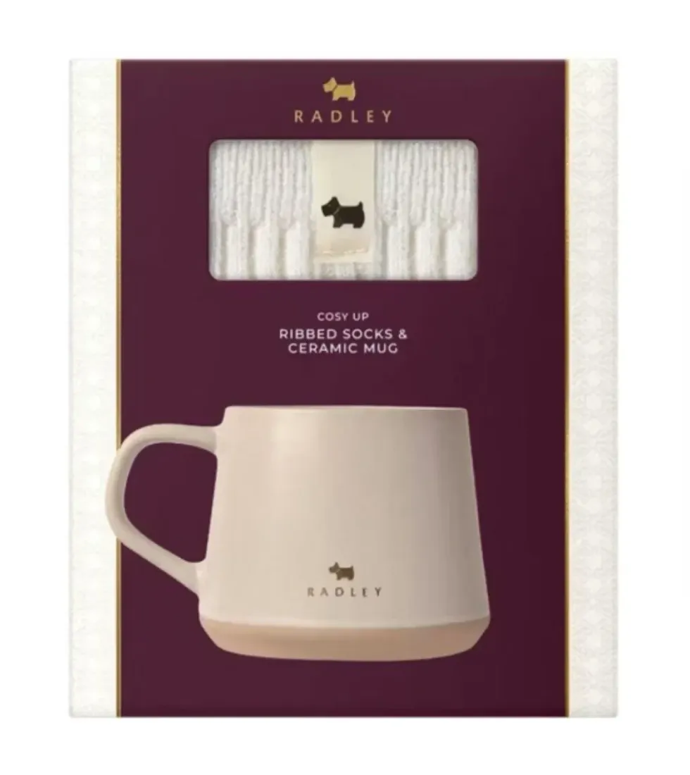 Radley Cosy Up Ribbed Socks and Ceramic Mug