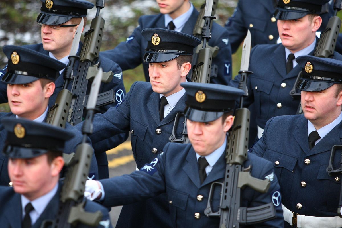  RAF officers marching