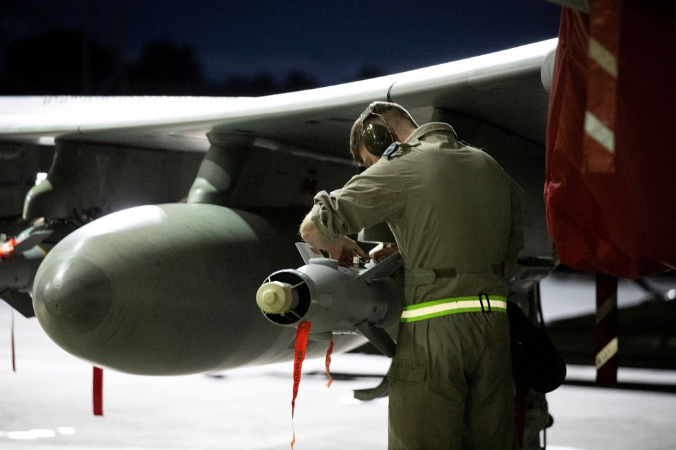 RAF troop working on plane at RAF Akrotiri