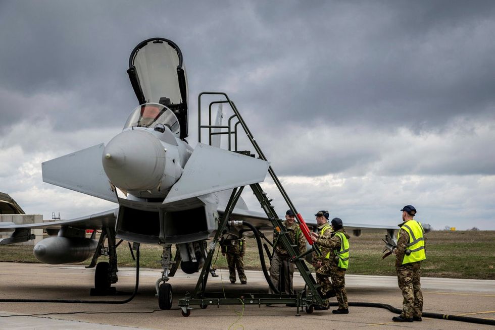 RAF Typhoon sitting on runway