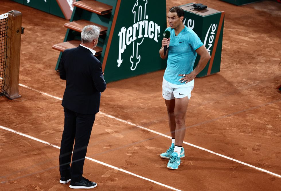 Rafael Nadal spoke to the crowd after his loss