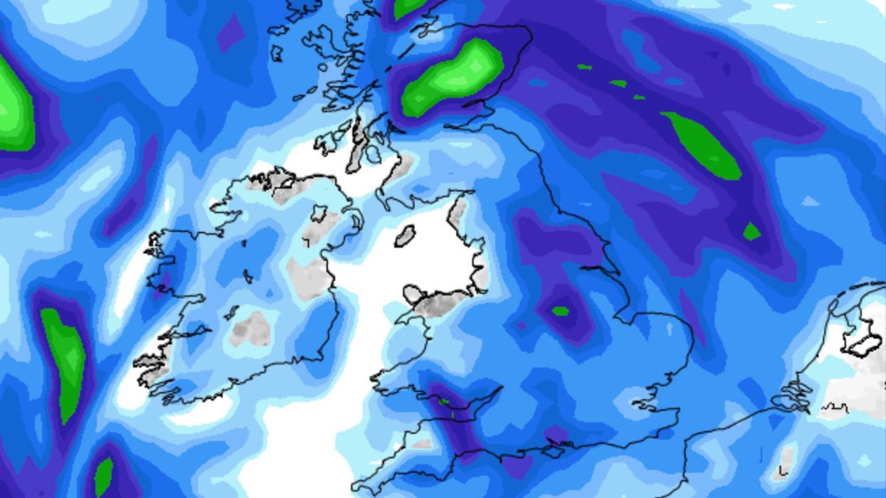 Rain and wind moving across the UK