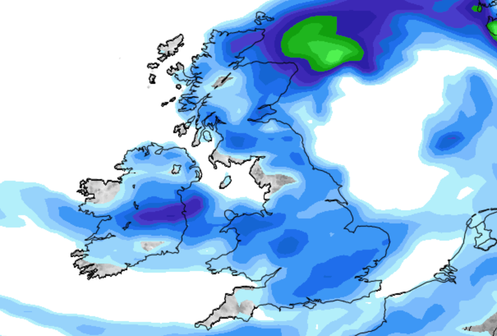 Rain covering swathes of Britain