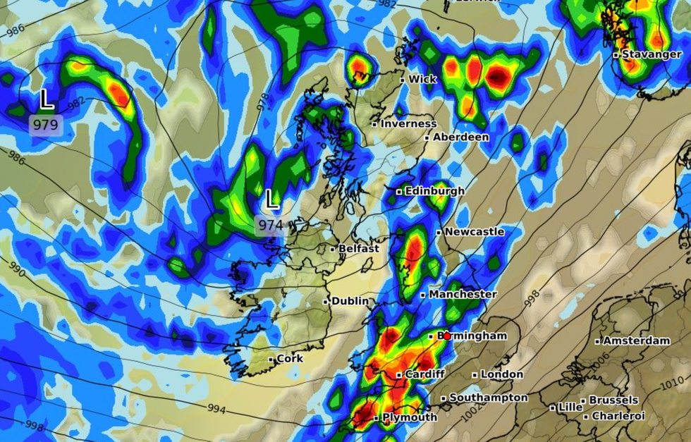 Rain hitting the UK